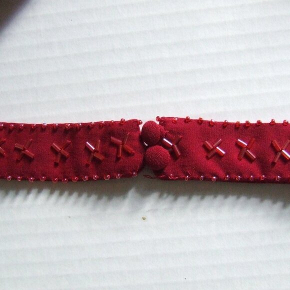 Red evening dress vintage Jessica plus size halter beaded formal prom 90s new - Picture 13 of 14